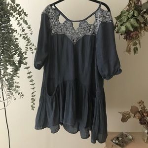 Free People Blue Smock